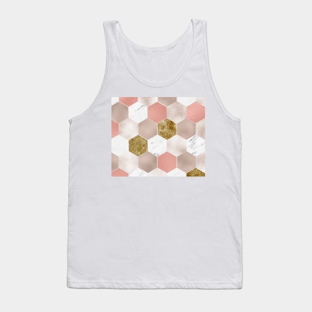 Blush carat and marble hexagons Tank Top by marbleco